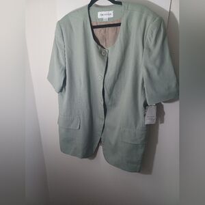 1980s Vintage Jones New York Linen Blend Blazer Tags Light Green 20W READ